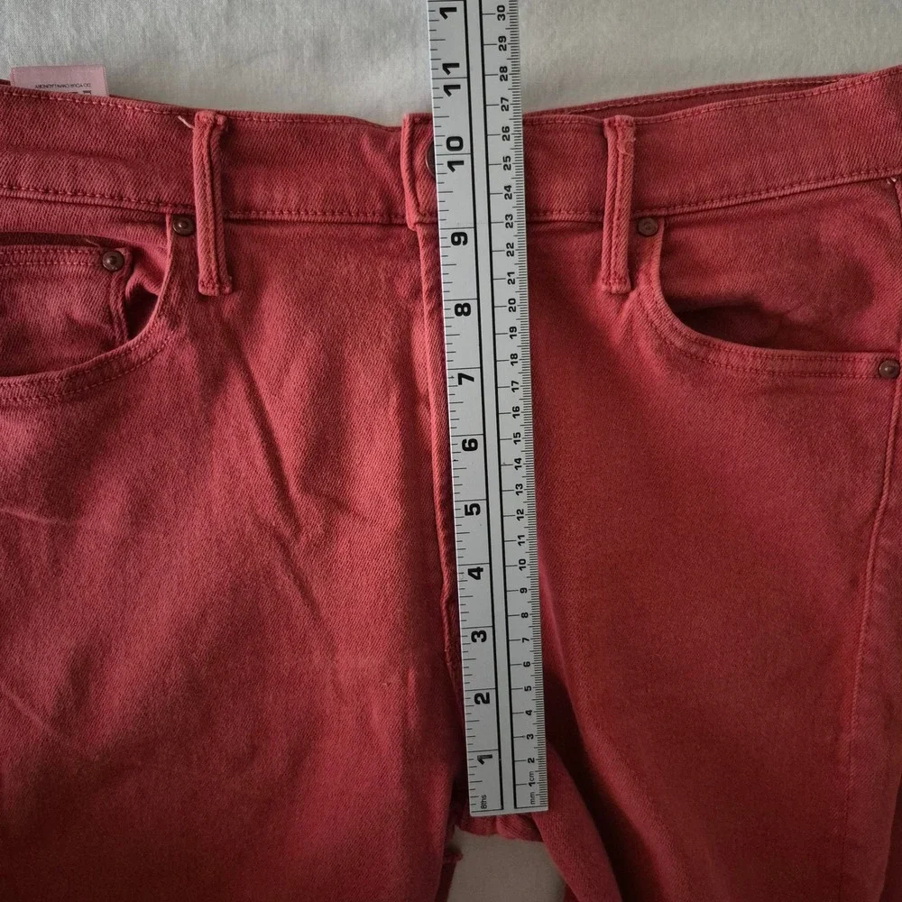 Mother The Insider Crop Step Fray Jeans Hot Rod Red 30 Womens Bootcut